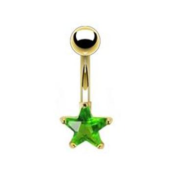 Šperky4U Pozlacený piercing do pupíku - hvězda - WP01056-G