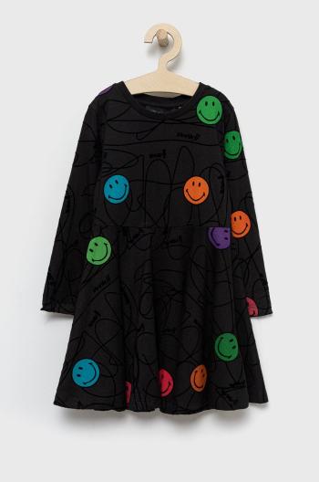Dětské bavlněné šaty Desigual černá barva, mini