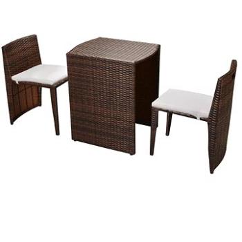 3dílný bistro set s poduškami polyratan hnědý 42881 42881 (42881)