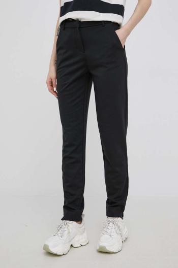 Kalhoty Vero Moda dámské, černá barva, přiléhavé, medium waist
