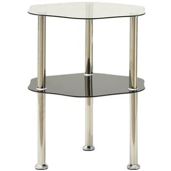 2patrový stolek průhledný a černý 38 × 38 × 50 cm tvrzené sklo (322791)