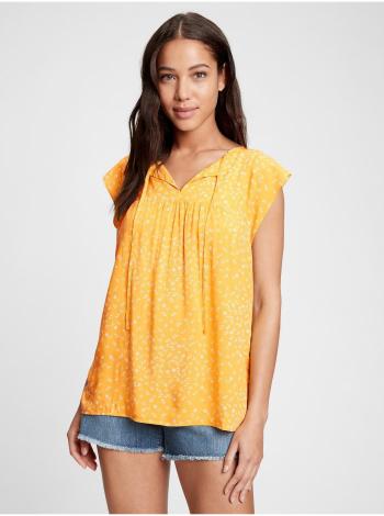 Žlutý dámský top v-neck cap sleeve top