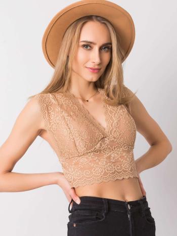 BÉŽOVÝ DÁMSKÝ ELEGANTNÍ TOP S KRAJKOU TW-TP-BI-9638.24-BEIGE Velikost: ONE SIZE