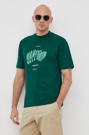 Bavlněné tričko Liu Jo zelená barva, s potiskem