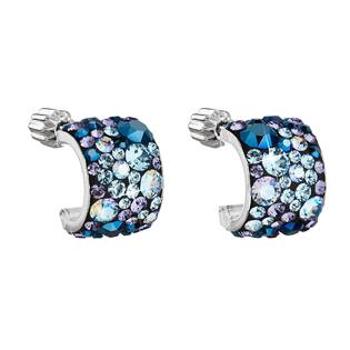 EVOLUTION GROUP CZ Stříbrné náušnice půlkruh s kameny Crystals from Swarovski® BLUE STYLE - 31280.3 blue style