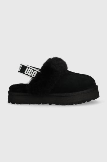 Kožené papuče UGG Funkette černá barva