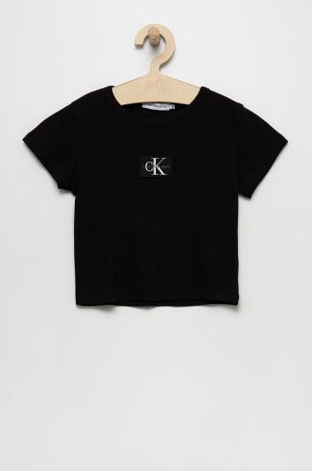 Dětské tričko Calvin Klein Jeans černá barva