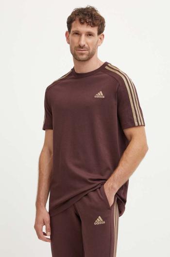 Bavlněné tričko adidas Essentials hnědá barva, IX0158