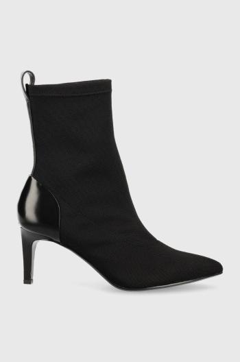 Nízké kozačky Calvin Klein Sock Ankle Boot dámské, černá barva, na podpatku