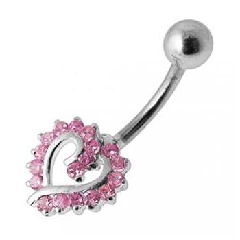 Šperky4U Stříbrný piercing do pupíku srdíčko - BP01026-P