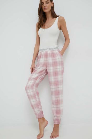 Pyžamové kalhoty Hollister Co. dámské, růžová barva