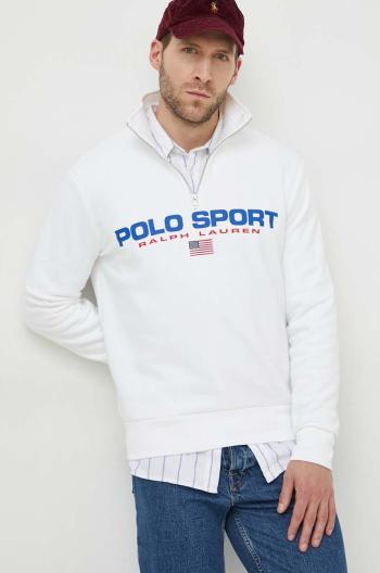 Mikina Polo Ralph Lauren pánská, bílá barva, s potiskem, 710835766