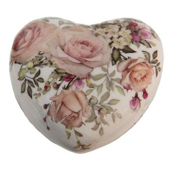 Keramické dekorační srdíčko s růžičkami Rosien - 11*11*4 cm 6CE1414