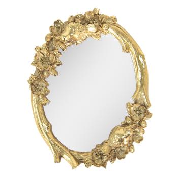 Zlaté antik nástěnné zrcadlo s ozdobným lemem s květy - 19*2*26 cm 62S258