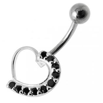 Šperky4U Stříbrný piercing do pupíku - srdce - BP01031-K