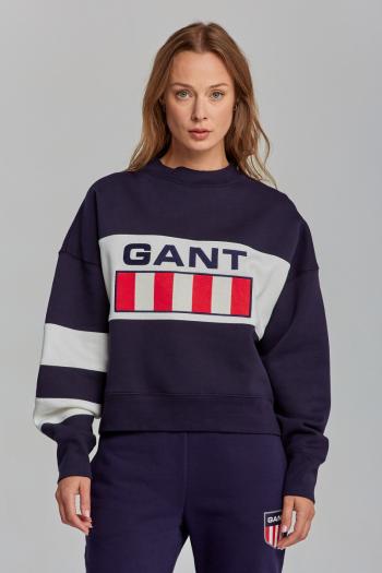 MIKINA GANT D2. GANT RETRO LOGO BLOCK C-NECK modrá XL