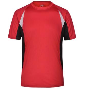 James & Nicholson Pánské funkční tričko s krátkým rukávem JN391 - Červená / černá | S