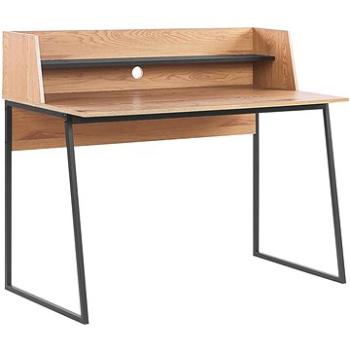 Psací stůl s policí 120 x 59 cm světlé dřevo / černá GORUS, 319153 (beliani_319153)