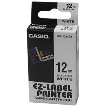 Casio XR-12WE1, 12mm x 8m, černý tisk/bílý podklad, originální páska