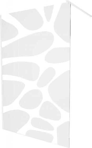 MEXEN/S KIOTO Sprchová zástěna WALK-IN 90 x 200 cm, transparent/bílý vzor 8 mm, bílá 800-090-101-20-97