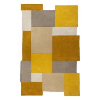 Flair Rugs koberce  150x240 cm Ručně všívaný kusový koberec Abstract Collage Ochre/Natural - 150x240 cm Žlutá