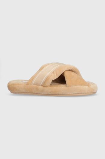 Pantofle Tommy Hilfiger Comfy Home Slippers With Straps béžová barva