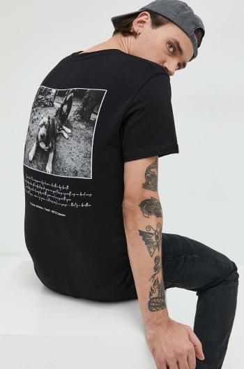 Bavlněné tričko s dlouhým rukávem Tommy Jeans černá barva, s potiskem