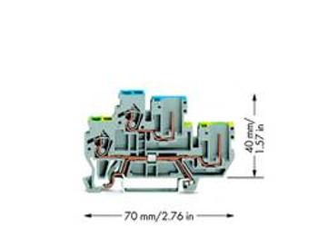 Dvojitá hlavní svorka WAGO 870-117, osazení: L, pružinová svorka, 5 mm, šedá, 50 ks