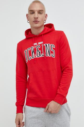 Mikina Jack & Jones pánská, červená barva, s potiskem