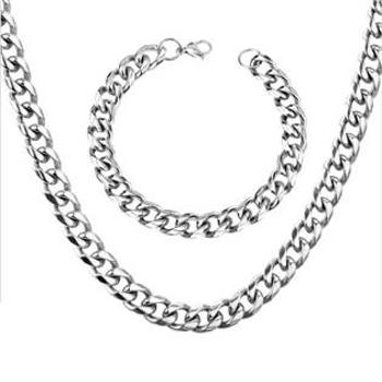 Šperky4U Páský set ocelový řetízek a náramek, tl. 10 mm - SET0035