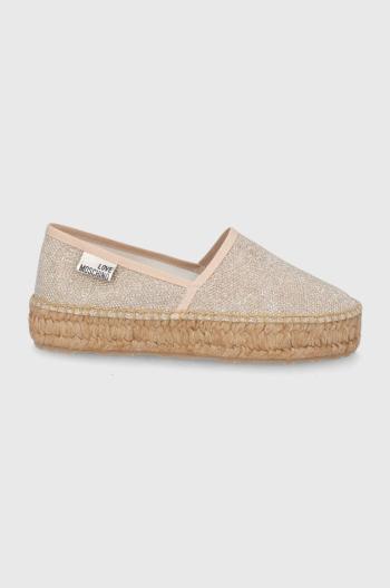 Espadrilky Love Moschino zlatá barva, na platformě