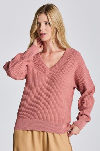 SVETR GANT D1. COTTON RIB V-NECK růžová S