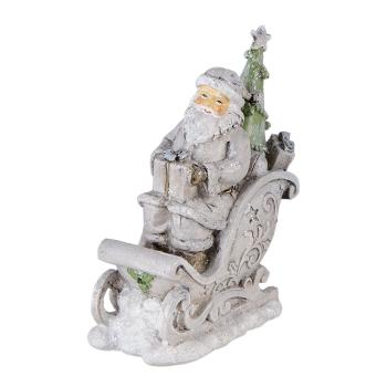 Vánoční dekorativní soška Santy na saních s dárkem - 10*6*13 cm 6PR4727