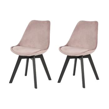 Sametová jídelní židle – růžová – set 2 ks