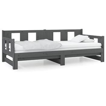 Výsuvná postel šedá masivní borovice 2× (90 × 200) cm, 820284 (820284)