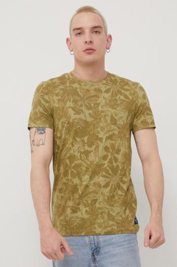 Bavlněné tričko Tom Tailor zelená barva, vzorovaný