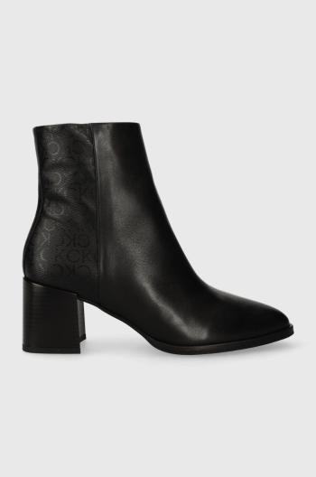 Nízké kozačky Calvin Klein ALMOND ANKLE BOOT 55 - EPI MN MX dámské, černá barva, na podpatku, HW0HW01701