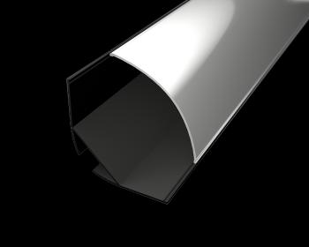 LED Solution Hliníkový profil pro LED pásky rohový R1 černý typ difuzoru: Profil + kulatý čirý difuzor 1m