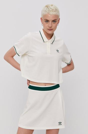 Tričko adidas Originals H56468 dámské, bílá barva, s límečkem
