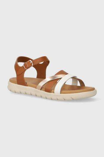 Dětské kožené sandály Geox SANDAL SOLEIMA hnědá barva