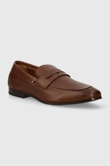 Kožené mokasíny Tommy Hilfiger CASUAL LIGHT FLEXIBLE LTH LOAFER pánské, hnědá barva, FM0FM04989