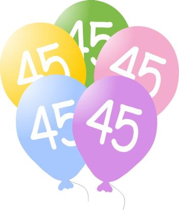 Balonky narozeniny 5ks s číslem 45 - Belbal