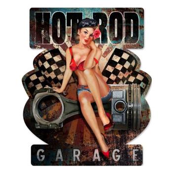 Nástěnná kovová cedule Hot Rod Garage - 33*1*40 cm 6Y5070