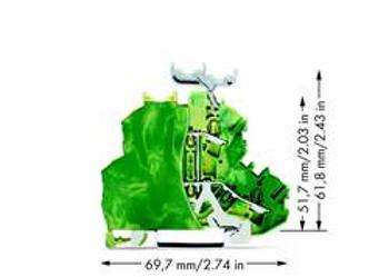 Dvojitá svorka ochranného vodiče WAGO 2002-2237/099-000, osazení: Terre, pružinová svorka, 6.20 mm, zelená, žlutá, 50 ks