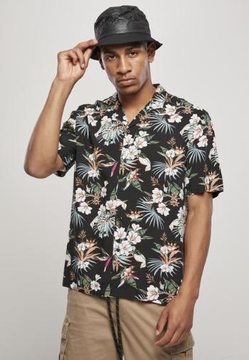 Urban Classics Viscose AOP Resort Shirt blacktropical - XXL