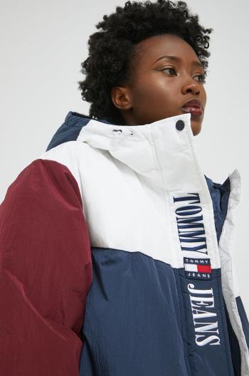 Bunda Tommy Jeans dámská, bílá barva, zimní, oversize