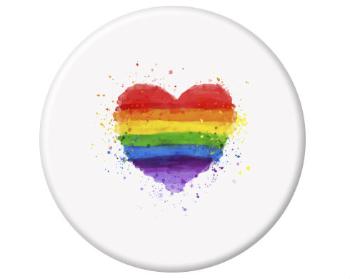 Magnet kulatý plast Rainbow heart