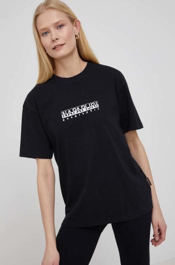Bavlněné tričko Napapijri černá barva