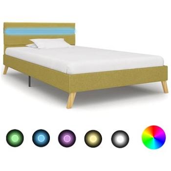 Rám postele s LED světlem zelený textil 100x200 cm (284859)