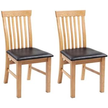 Jídelní židle 2 ks masivní dubové dřevo a umělá kůže (243546)